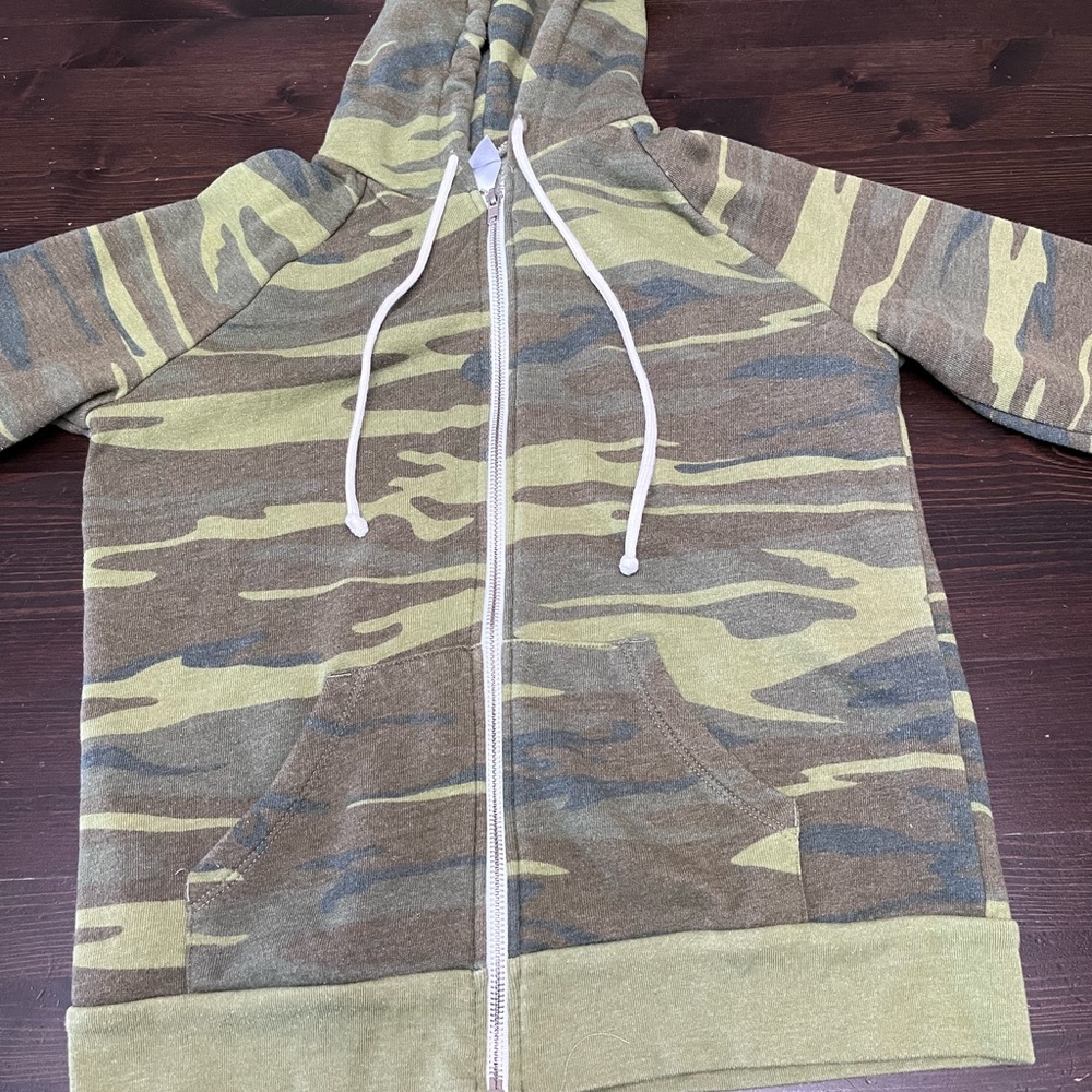 Alternative Olive and Brown Camo Zip Hoodie